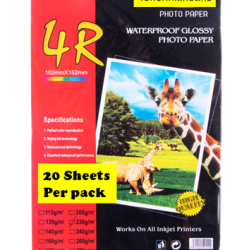 Photo Paper Glossy 20 Sheets A6 102mm x 152mm 230gsm