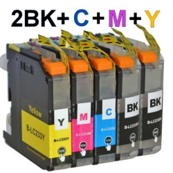 Brother LC233 LC231 ink Cartridge 2BK+C+M+Y 5 cartridges Compatible Brother LC233 LC231 ink Cartridge 2BK+C+M+Y 5 cartridges Compatible