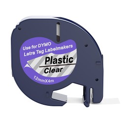 Dymo 12267 Black on Clear Tape 12mm x 4m