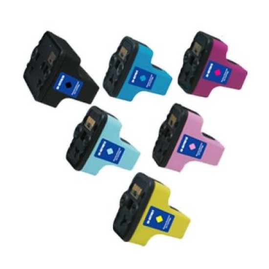 HP 02 / HP02 / HP02xl Compatible Set Of 6 Ink Cartridges B/C/M/Y/LC/LM  